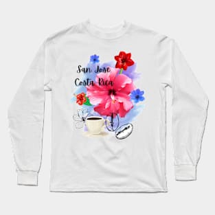 San Jose, Costa Rica Flower Design Long Sleeve T-Shirt